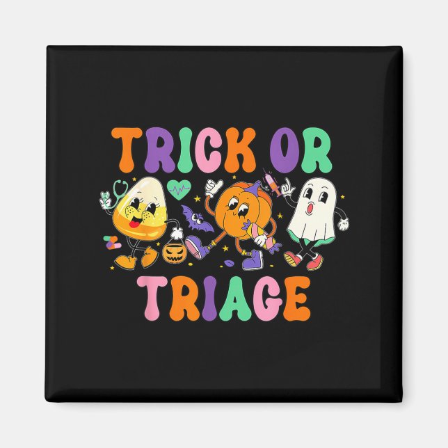 Íman Trick Or Triagem Enfermeira Fantasma Abóbora Hallo (Frente)