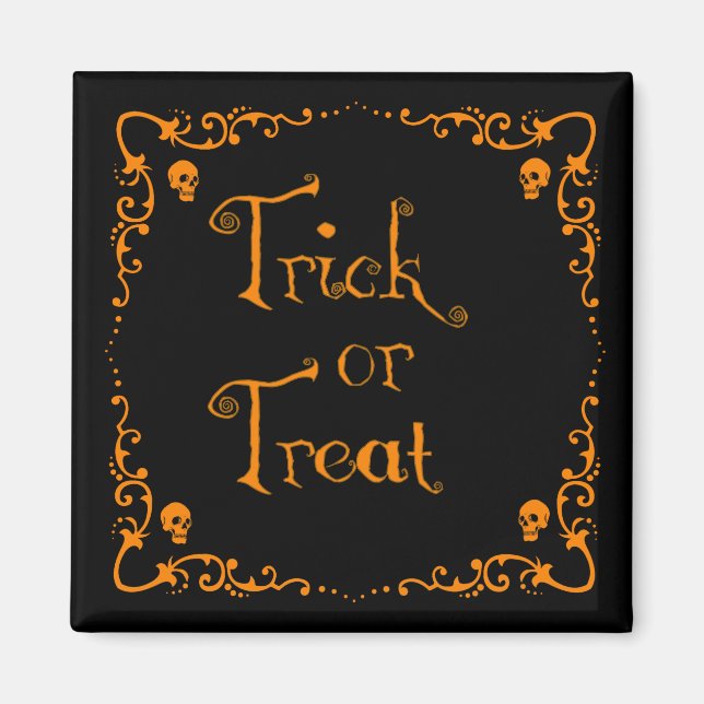 Íman Trick ou Tratamento Laranja de Abóbora Halloween (Frente)