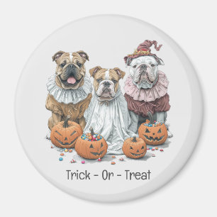 Íman Trick Ou Tratar Os Bulldog Inglês Do Halloween Pum