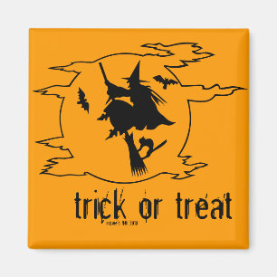 Íman Trick ou Treat Witat com Broom com Bats + Gato Neg