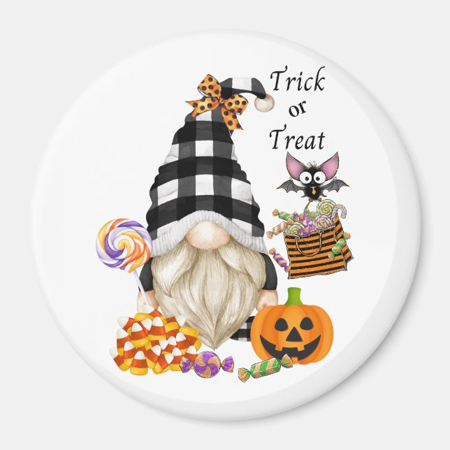 Íman Trick ou Treine o Halloween Gnomo (Frente)