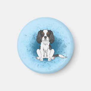 Íman Tricolor Cavalier King Charles Spaniel Dog Azul