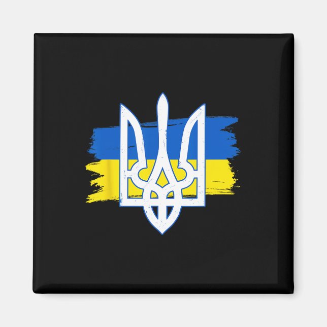 Íman Tridente da Bandeira da Ucrânia - Tryzub Ucraniano (Frente)