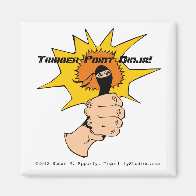 Íman Trigger Point Ninja ® Cartoon Magnet (Frente)