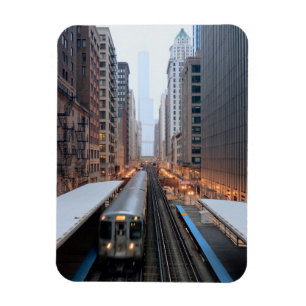 Íman Trilho elevado em Chicago do centro sobre Wabash