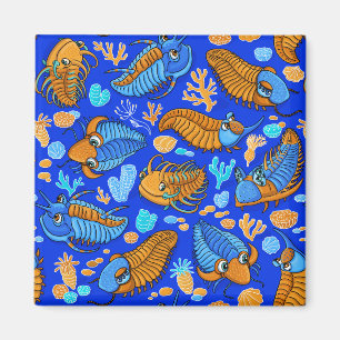 Íman Trilobitas sobre fundo azul escuro (padrão infant