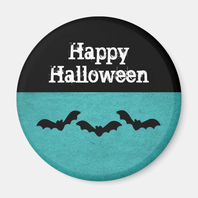 Íman Trio de Bats Halloween Magnet, Teal (Frente)