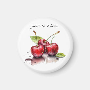 Íman Trio de Cereja Fresca em Aquarela, personalizado