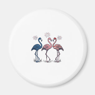 Íman Trio de Flamingos Patrióticos Design de Gravura Vi