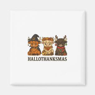 Íman Trio de vacas Hallothanksmas Halloween Dia de Ação
