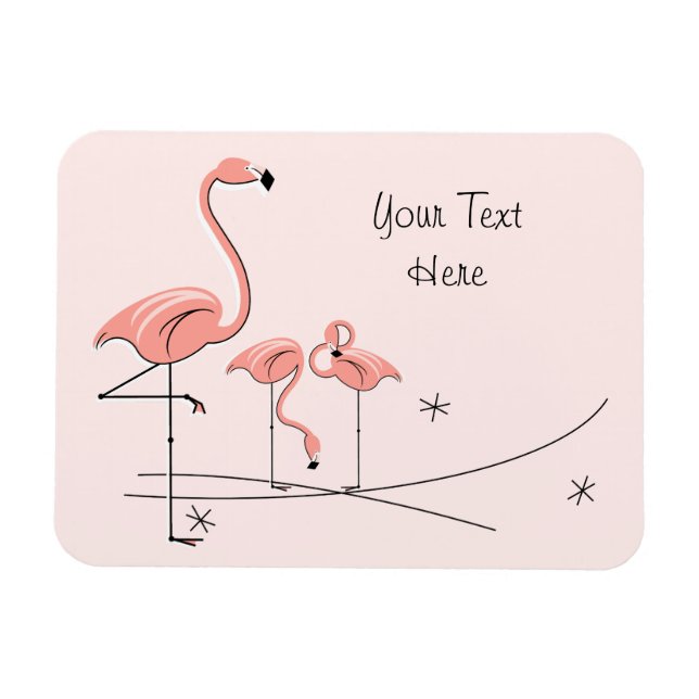 Íman Trio Rosa Flamingo 4 Ímã de texto flexível (Horizontal)