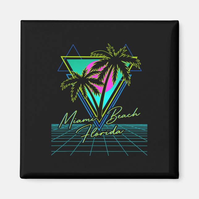 Íman Trip Retro 80s da Flórida de Miami Beach (Frente)