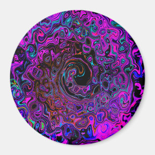 Íman Trippy Black and Magenta Retro Liquid Swirl