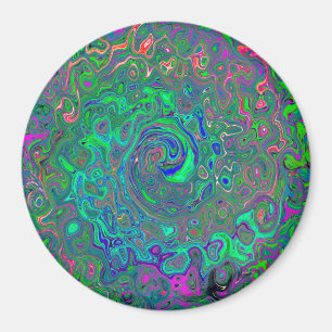 Íman Trippy Chartreuse e Blue Retro Liquid Swirl