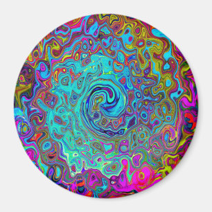 Íman Trippy Sky Blue Abstrato Retro Liquid Swirl