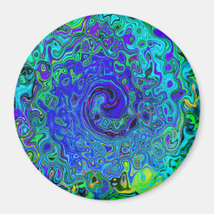 Íman Trippy Violet Blue Abstrato Retro Liquid Swirl