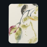 Íman Triptych de Ramificação de Folha de Watercolor<br><div class="desc">Leaf Branch Triptych I por Jennifer Goldberger. Gotas de aquarela em folhas suaves criadas,  amarelas douradas,  verdes e avermelhadas,  cor-de-rosa,  em cinzas escuras e galhos negros.</div>