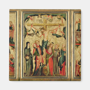 Íman Triptych que descreve a crucificação do cristo