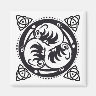 Íman Triskelion Celtic Knot Mandala Design Black