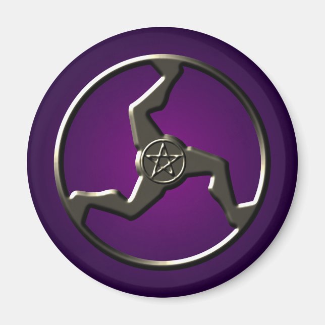 Íman Triskelion Pentagrama Símbolos Antigos Roxo (Frente)
