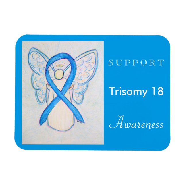 Íman Trisomy 18 Awarness Ribbon Angel Magnet (Horizontal)