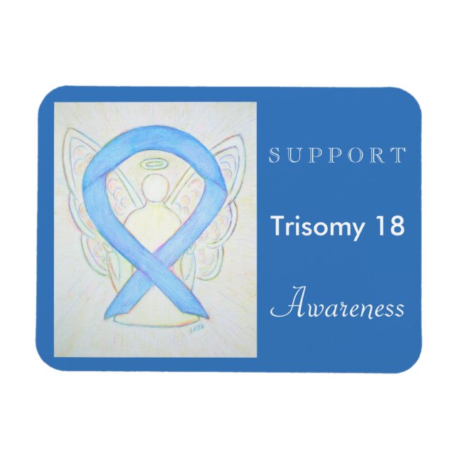 Íman Trisomy 18 Awarness Ribbon Angel Magnet (Horizontal)