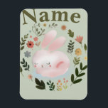 Íman Trivet<br><div class="desc">Bring a touch of sweet, whimsical nature to your space with this adorable spring bunny design. The artwork features a soft, pastel pink sleeping rabbit surrounded by a beautiful botanical wreath of blooming spring flowers and leaves. This charming watercolor-style illustration is perfect for customizing Easter gifts, baby shower invitations, nursery...</div>