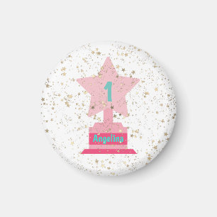 Íman Troféu de chá rosa Dourado Faux Stars Girly Modern