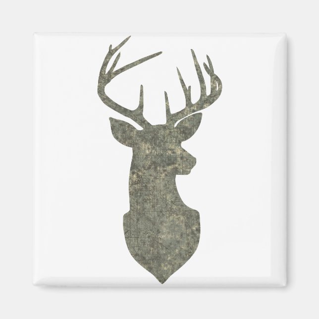 Íman Troféu Regal Deer Silhouette Buck em Camouflage (Frente)