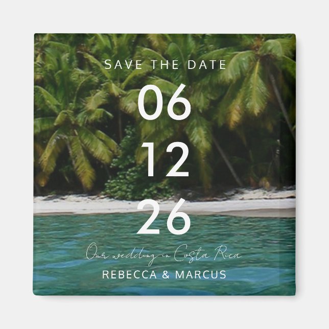 Íman Tropical Beach Destination Wedding Save the Date (Frente)