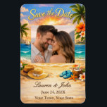 Íman Tropical Eternity Photo Save Date Wedding Magnet<br><div class="desc">Tropical Eternity invites couples to announce their special day with a burst of island charm. This customizable template features “Save the Date” elegantly scripted at the top, a large central photo space for showcasing the couple’s favorite moment, and ample room below for personalized wording. The design is infused with lush...</div>