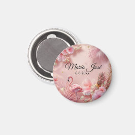 Íman Tropical Flamingo Quinceañera, personalizado
