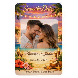 Íman Tropical Harmony Photo Save Date Wedding Magnet
