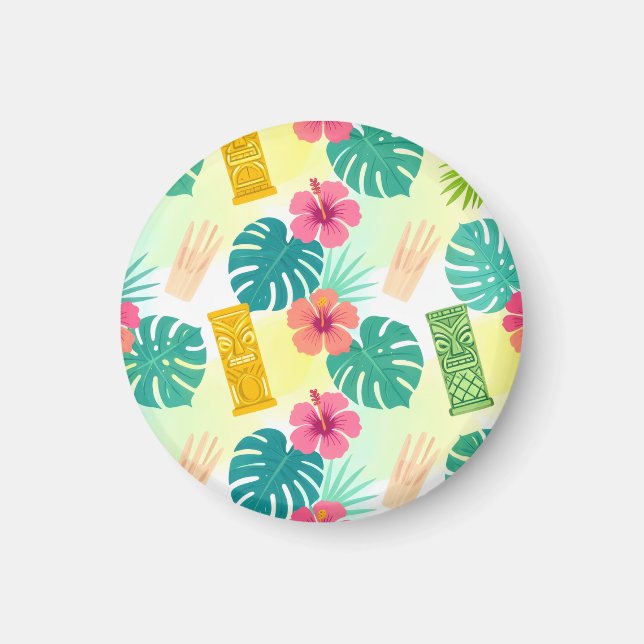 Íman Tropical Hawaiian Tiki Pattern for Parties Wedding (Frente)