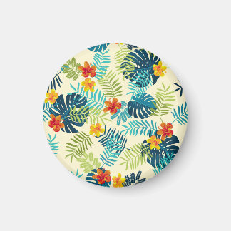 Íman Tropical Monstera Hibiscus — Padrão de Verão