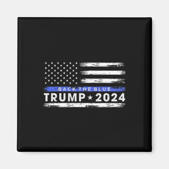 Íman Trump 2024 Back The Blue Thin Blue Line American (Frente)