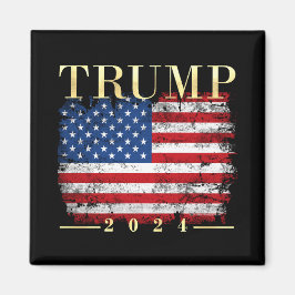 Íman Trump 2024 Elegante Dourada Vintage Flag Americano