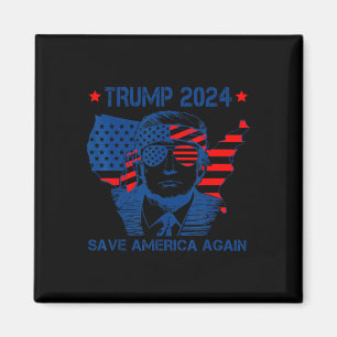 Íman Trump 2024 Salve a América novamente bandeira amer