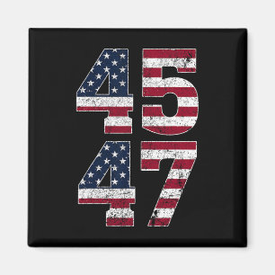 Íman Trump 2024 Vintage 45 47 Stand With American Flag