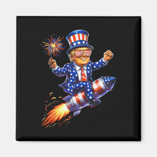 Íman Trump 2025 Feliz 4 de Julho Trump Bandeira America