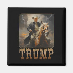 Íman Trump 2025 Presidente Cowboy Cavalgando Cavalo Wes