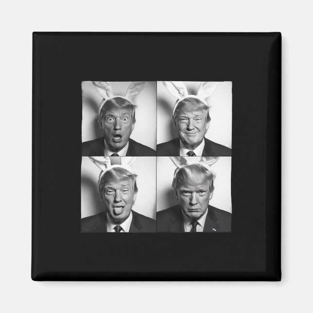 Íman Trump Cabine de Fotos Com Orelhas de Coelho de Pás (Frente)