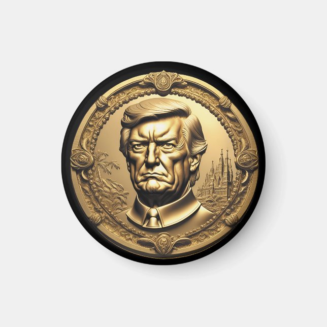 Íman TRUMP CGI Colecionável Dourado Arte-Moedas Doubloo (Frente)
