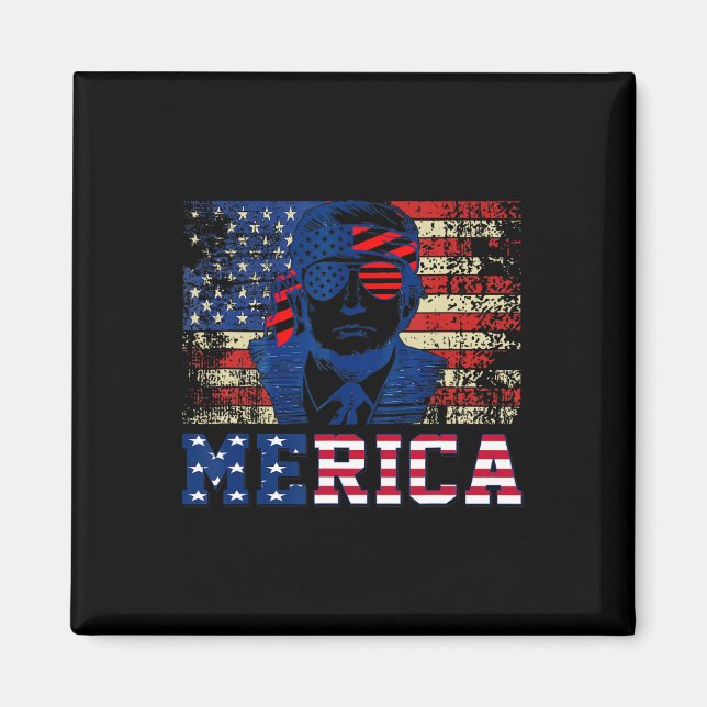 Íman Trump Feliz Quatro 4 de Julho Trump Bandeira Ameri (Frente)
