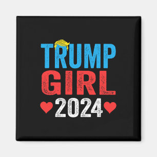Íman Trump Girl 2024 Cute Trump Flag Mulheres Meninas C
