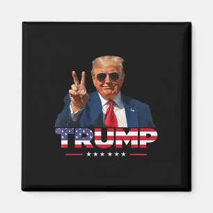 Íman Trump Peace Sign Hand Usa Flag Trump 2024