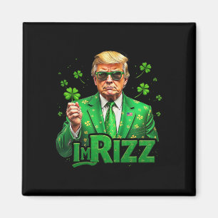 Íman Trump Sou Rizz Dia de São Patrício Lucky Shamrock 