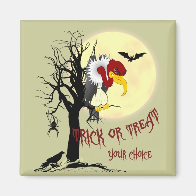 Íman Truque de Buzzard do Halloween ou Magnet de Tratam (Frente)