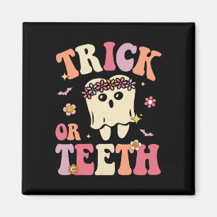 Íman Truque Ou Dentes Fantasma Groovy Dental Halloween
