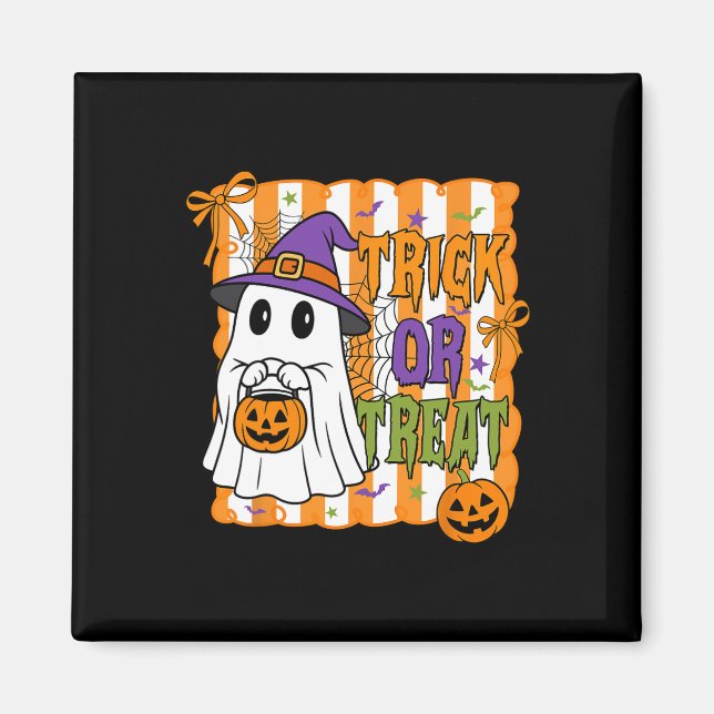 Íman Truque Ou Tratar Feliz Rapaz Fantasma De Pumpkin D (Frente)